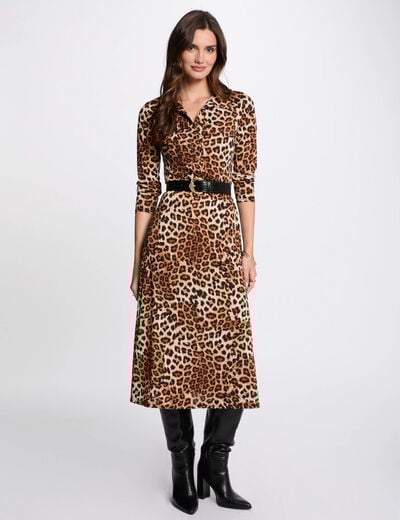 Robe courte droite imprimée multicolore femme