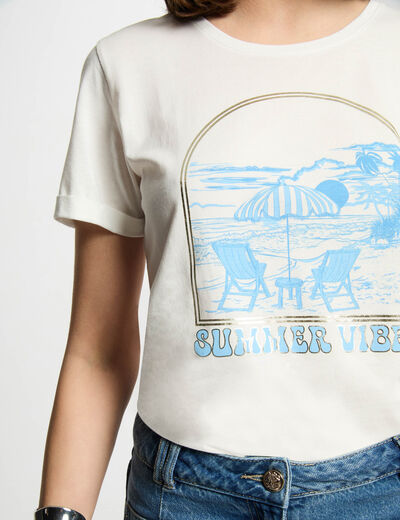 T-shirt à inscription blanc femme