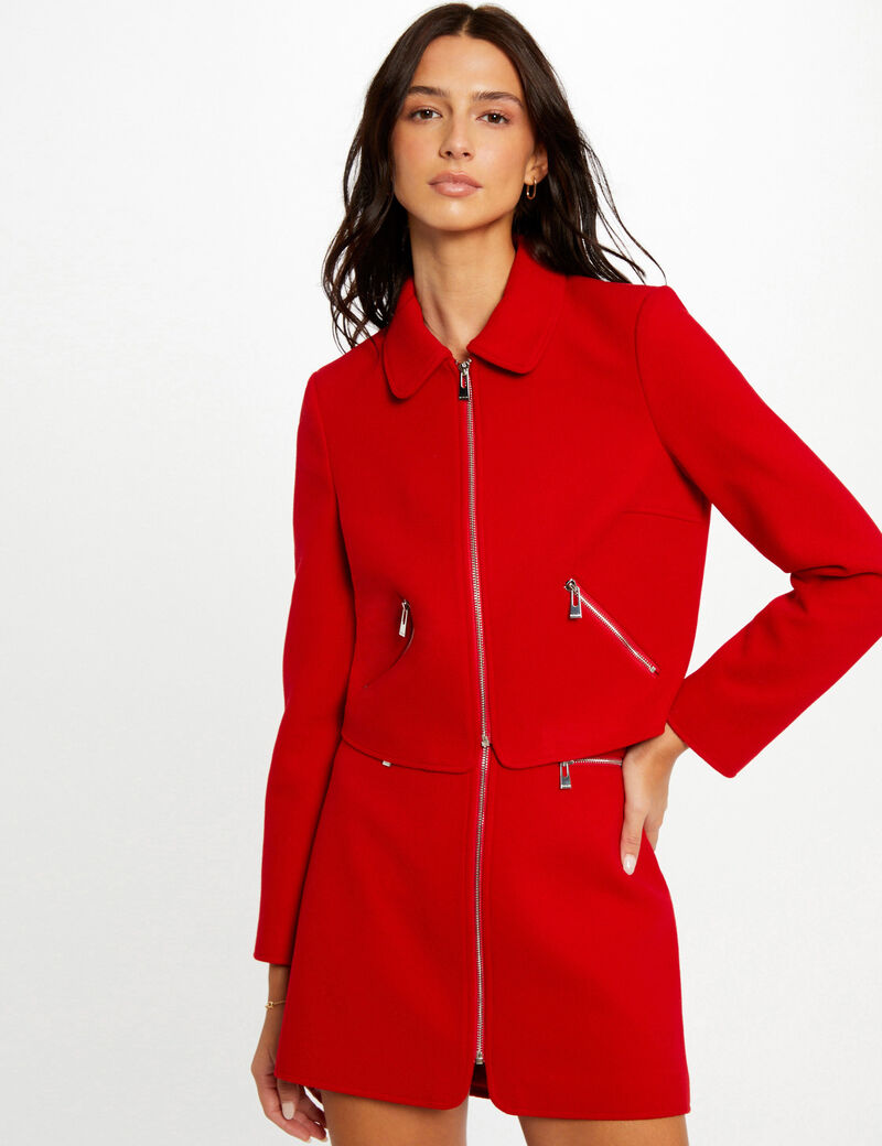 jupe droite zippee rouge femme Jupe droite zippée rouge femme