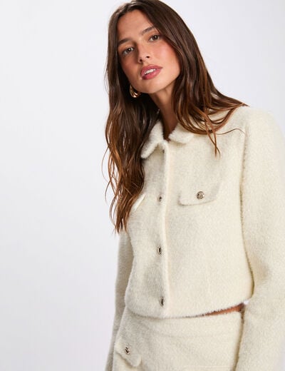 Veste ajustée cropped ivoire femme