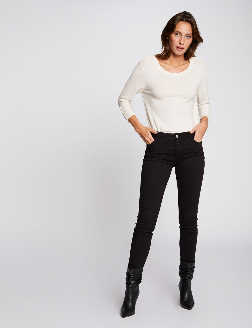 Skinny broek met lage taille zwart vrouw