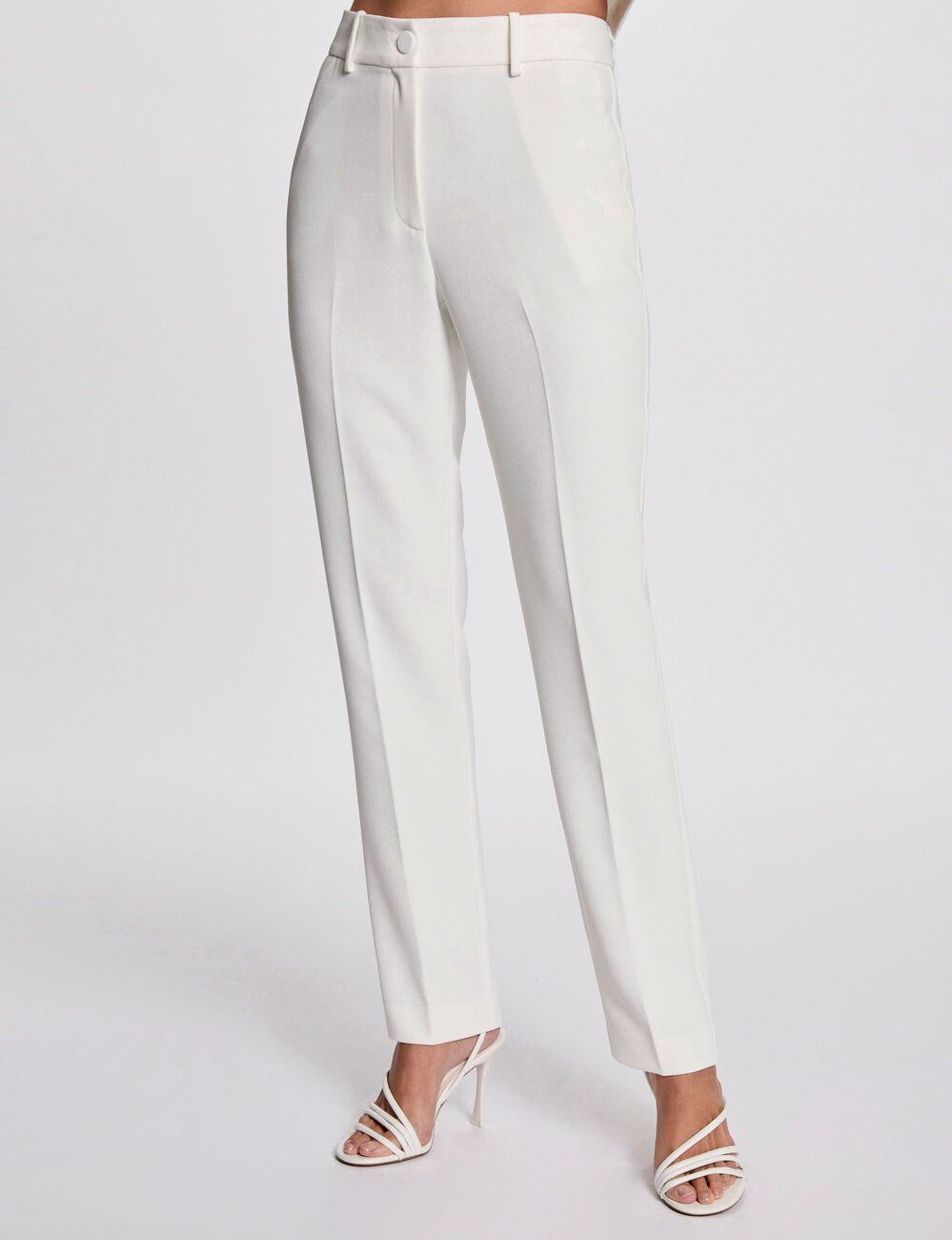 Vlotte broek met plooien helder wit vrouw