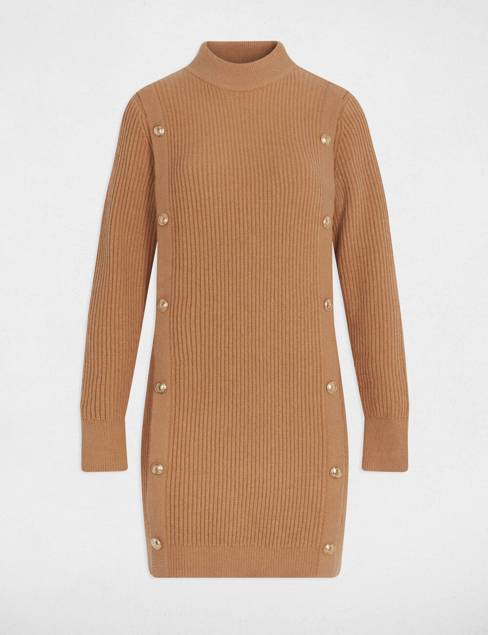Robe courte tricot beige femme