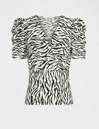 T-shirt met korte mouwen zebraprint meerkleurig vrouw