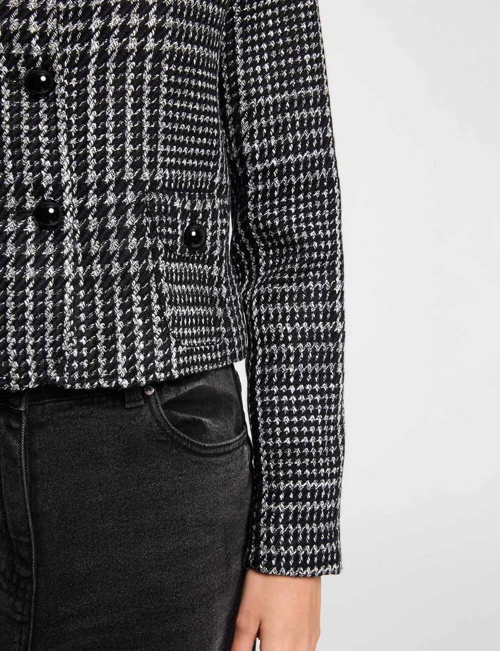 Veste tweed col rond multicolore femme