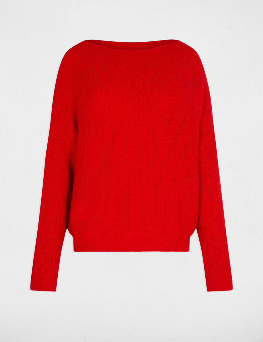 Pull col rond rouge femme