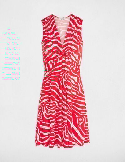 Robe courte ajustée imprimée multicolore femme