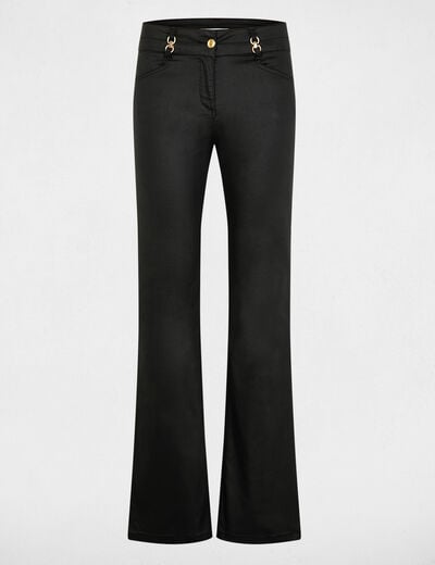 Pantalon bootcut enduit noir femme