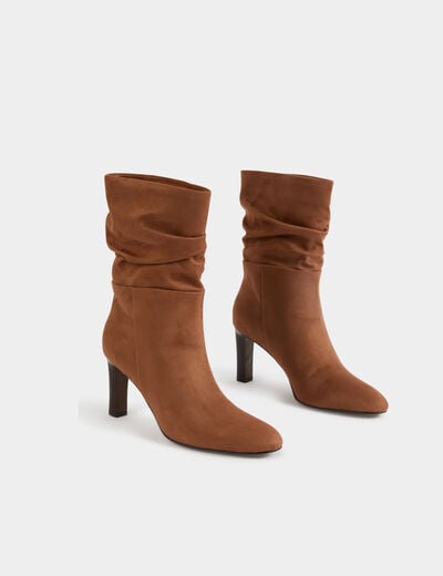 Botte plissée beige femme