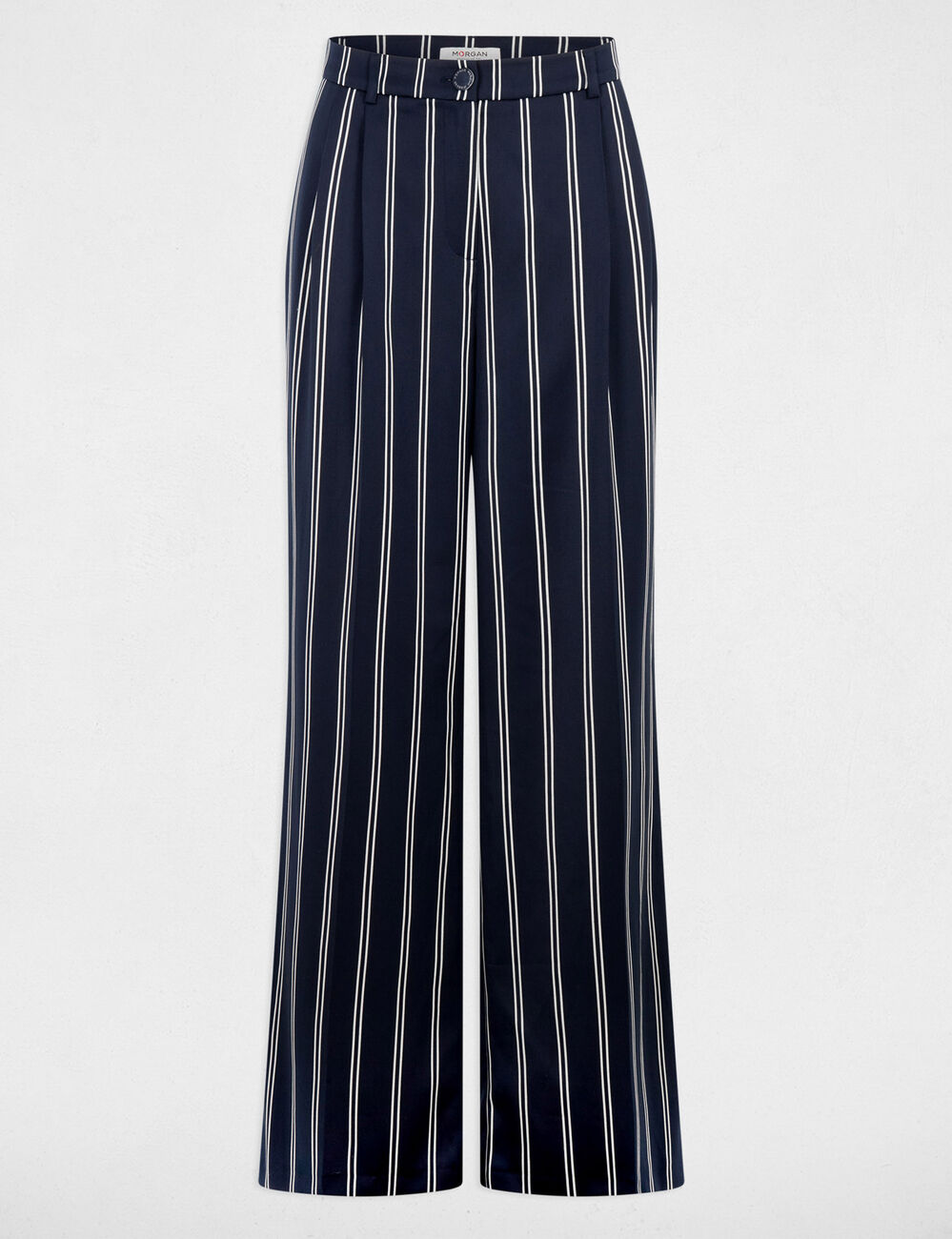 Hoge taille wijde broek marineblauw vrouw