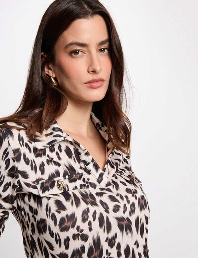 Maille légère col à revers multicolore femme