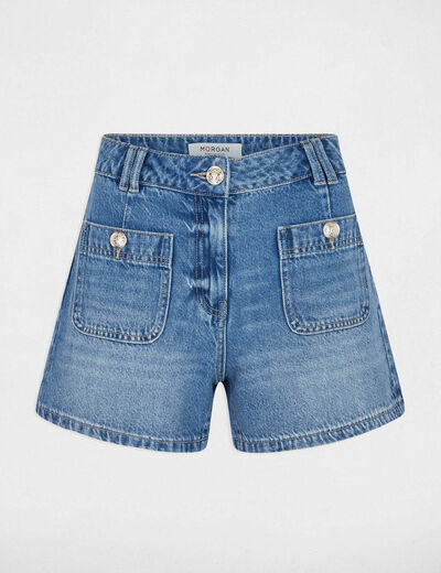 Short slim en jean denim stone femme