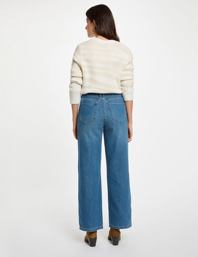 Pull court jacquard ivoire femme