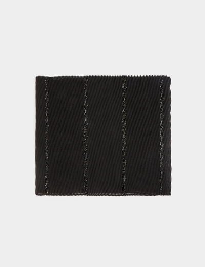 Foulard plissé métallisé noir femme