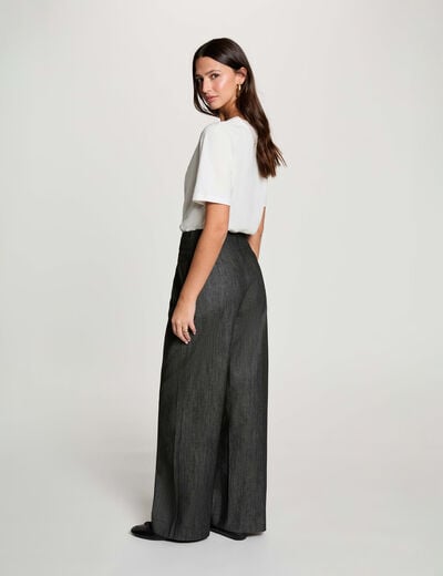 Jean droit taille haute noir femme