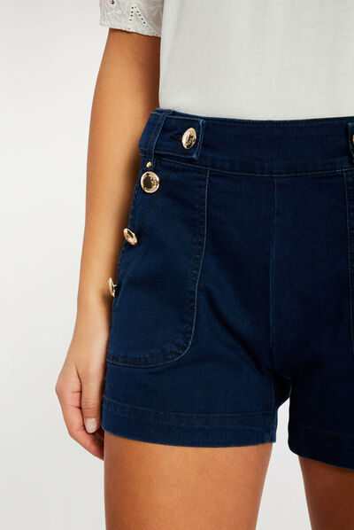 Short avec boutons jean brut femme