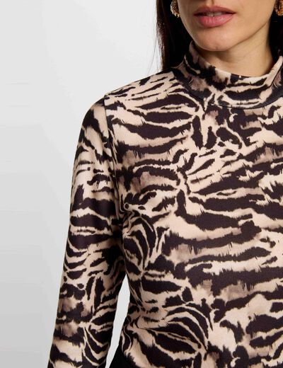 Getailleerd T-shirt met hoge hals meerkleurig vrouw