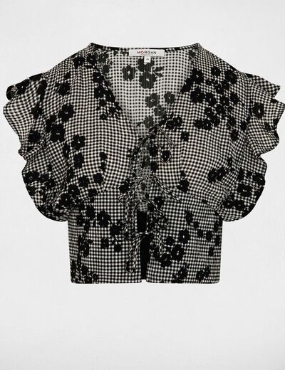 V-hals blouse met print meerkleurig vrouw