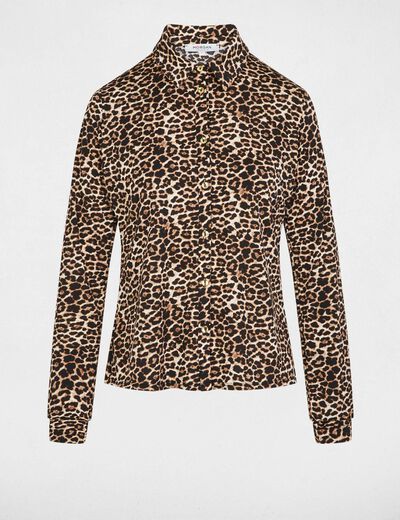 Chemise droite col &agrave; revers multicolore femme