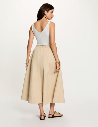 Glanzende V-hals tanktop helder wit vrouw