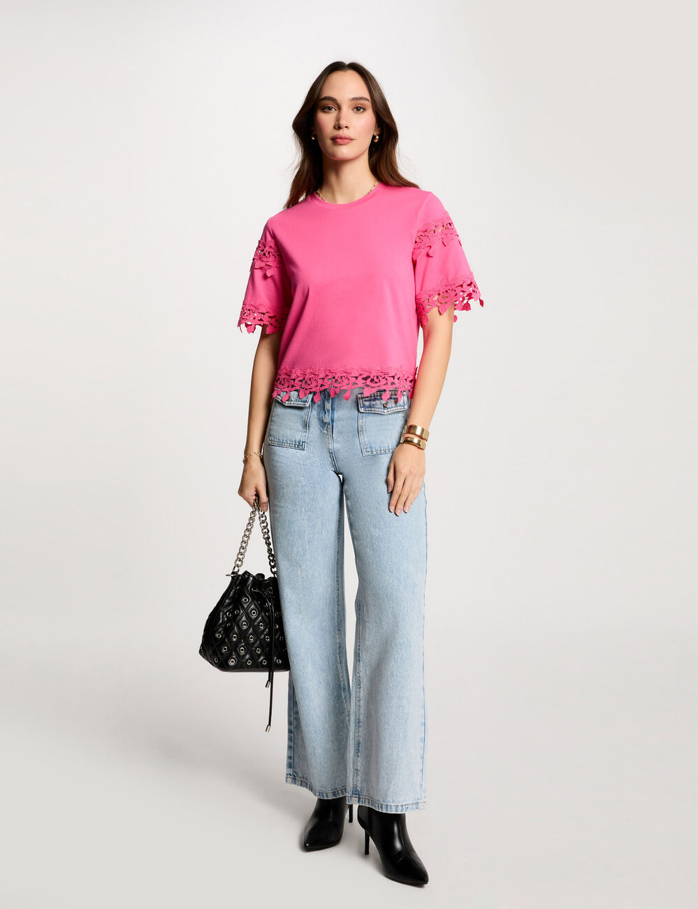 T-shirt manches courtes rose femme