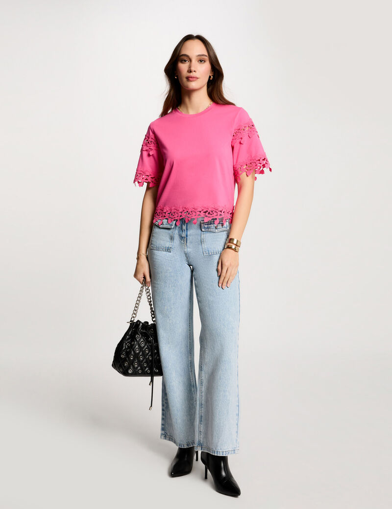 t shirt manches courtes rose femme T-shirt manches courtes rose femme