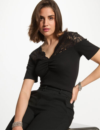 T-shirt manches courtes noir femme