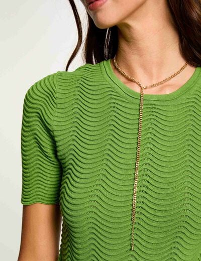 Trui met korte mouwen en ronde hals vert anis vrouw