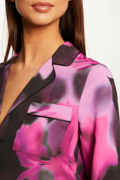 Shirt lange mouwen en abstracte print veelkleurig vrouw