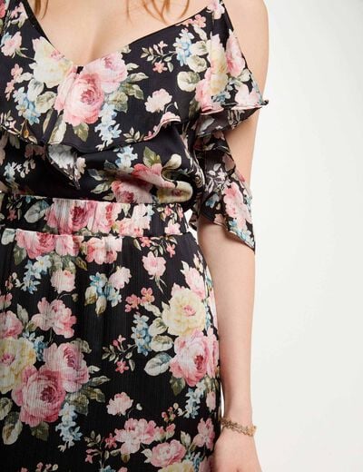 Jupe midi volants imprimée multicolore femme