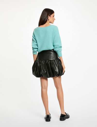 Pull col rond vert femme