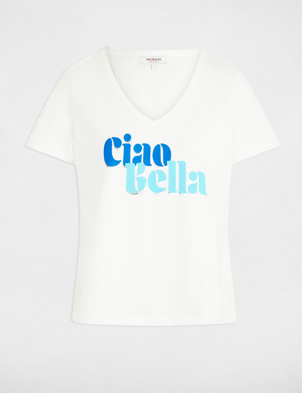 T-shirt met opschrift helder wit vrouw