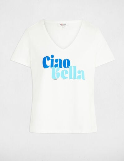 T-shirt à inscription blanc femme