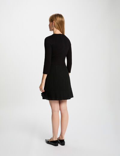 Robe courte plissée noir femme