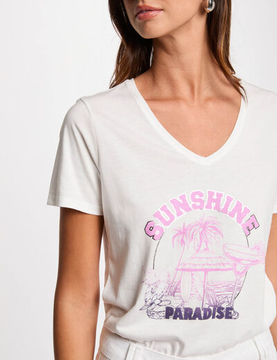 T-shirt met opschrift helder wit vrouw