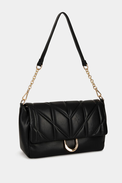 Sac à rabat matelassé noir femme