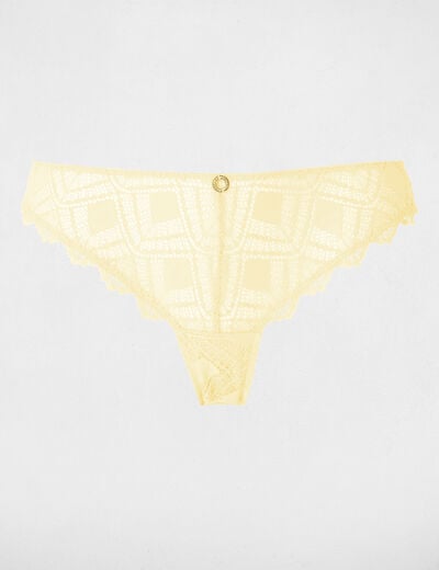 Slip dentelle jaune femme