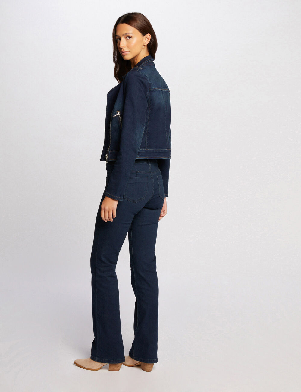 Spijkerjack met rits raw jeans vrouw