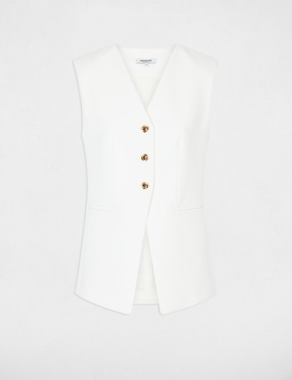 Veste sans manches ajust&eacute;e blanc femme