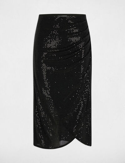Jupe portefeuille ajustée noir femme