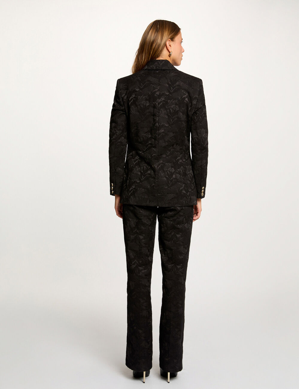 slim fit broek met hoge taille zwart vrouw Slim-fit broek met hoge taille zwart vrouw