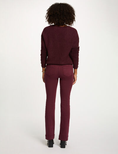 Pull col en V oversize prune femme