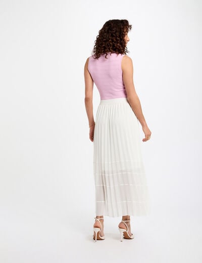 Jupe longue évasée plissée ivoire femme