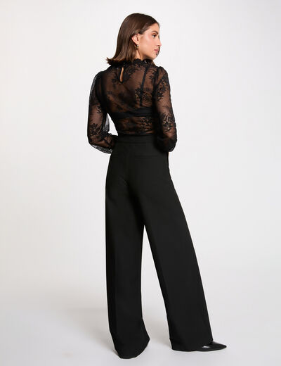 Body dentelle manches longues noir femme
