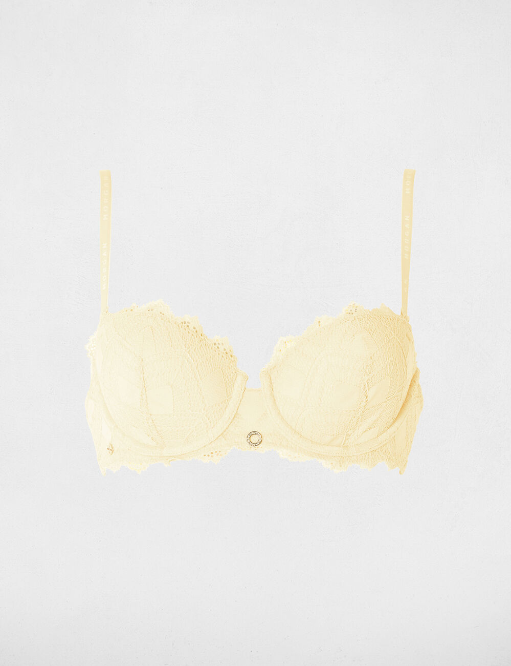 Soutien-gorge dentelle bretelles fines jaune femme
