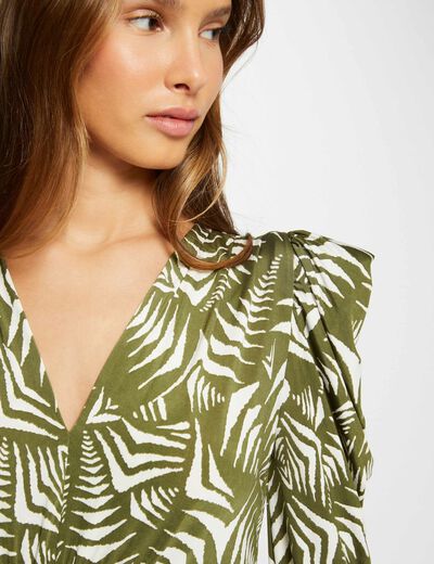 T-shirt plantenprint meerkleurig vrouw