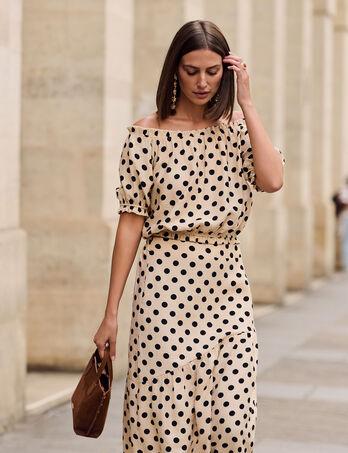 Vloeiende bardot-top meerkleurig vrouw