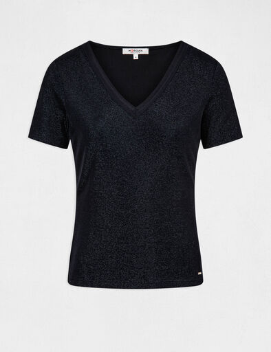 t shirt manches courtes avec col en v bleu marine femme T-shirt manches courtes avec col en V bleu marine femme