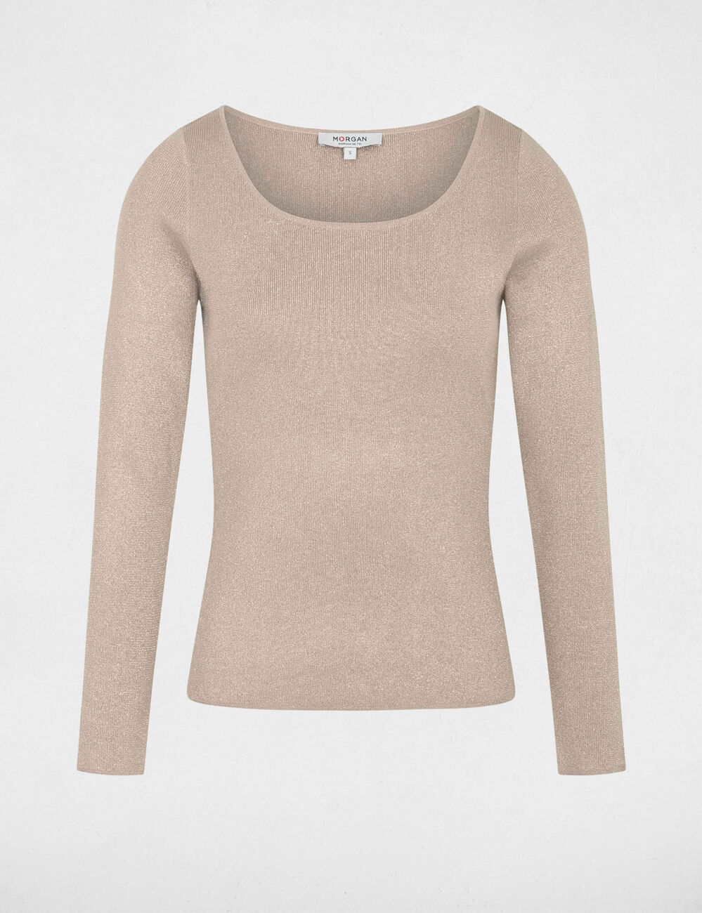 Pull cintr&eacute; col u ecru femme
