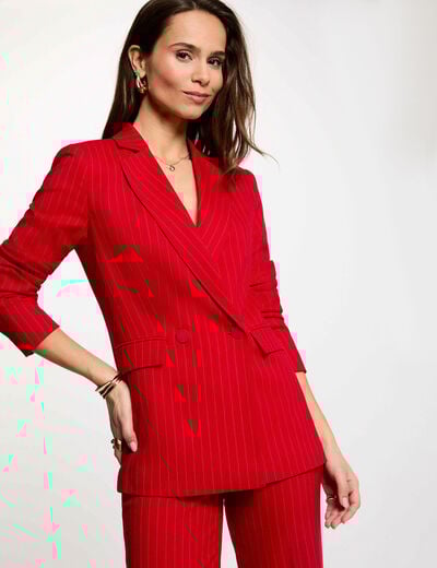Blazer ajust&eacute; rayures rouge femme